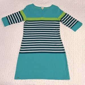Hatley green and stripe shift dress size M